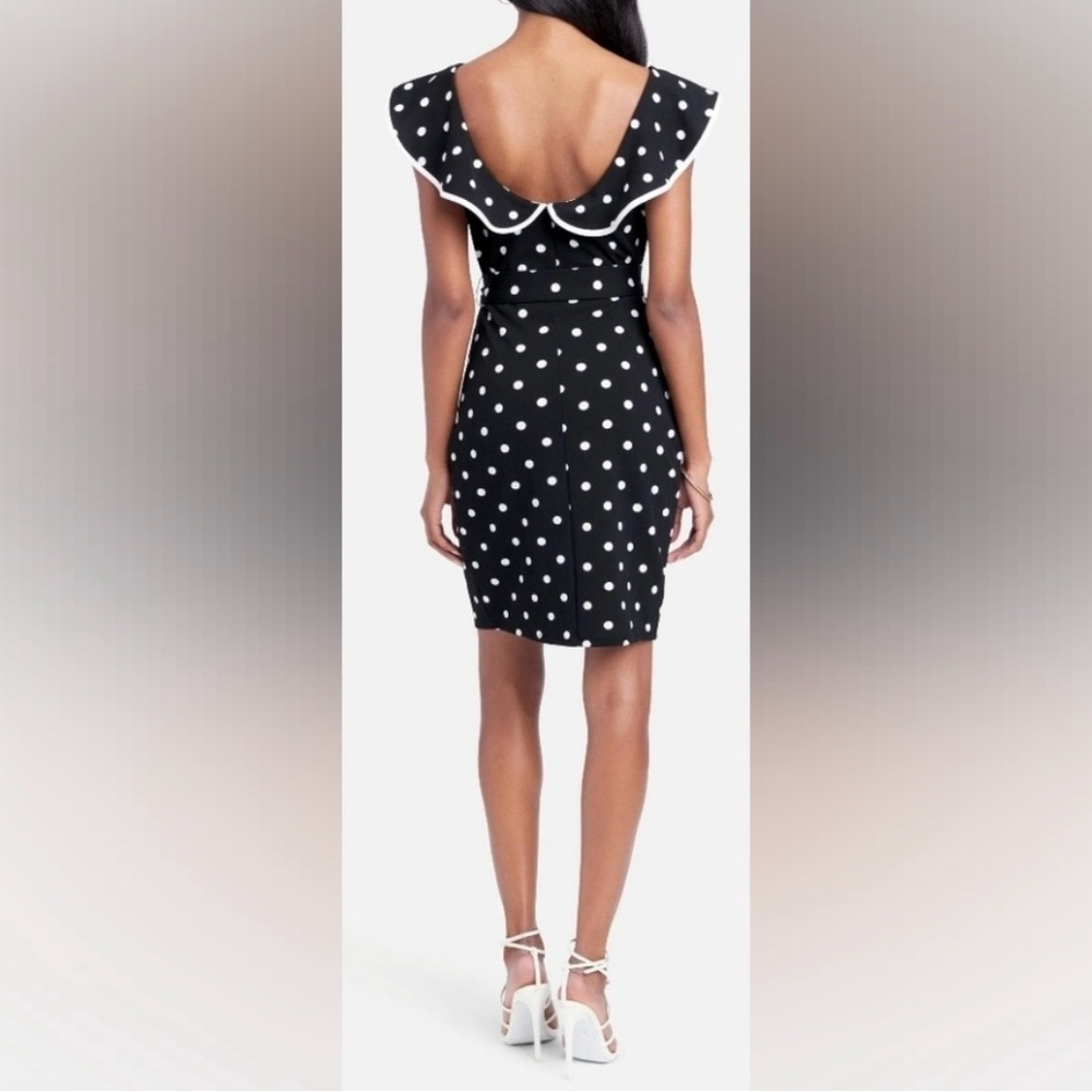 Bebe Black Polka Dot Wrap Dress - Picture 2 of 3